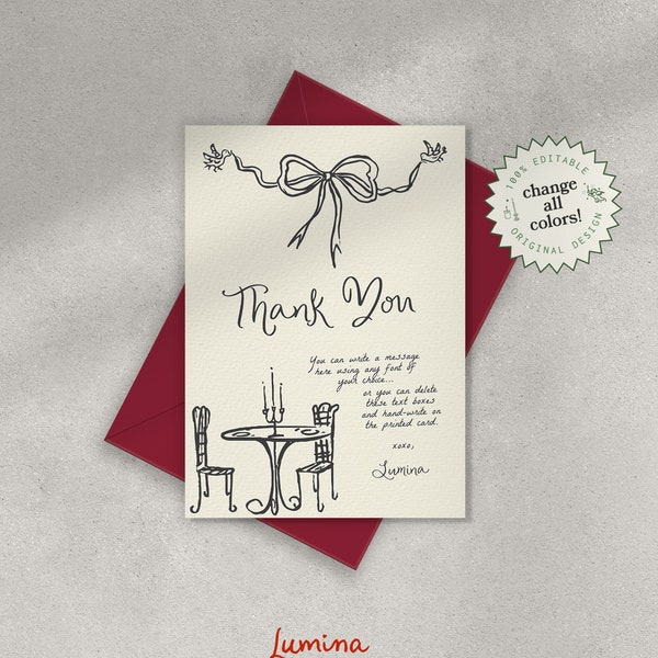 Hand Drawn Thank You Card - Etsy UK