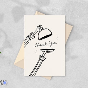 THANK YOU CARD Template, vintage Parisian hand drawn whimsical, quirky handwritten wedding note, victorian inspired intimate card | CL3