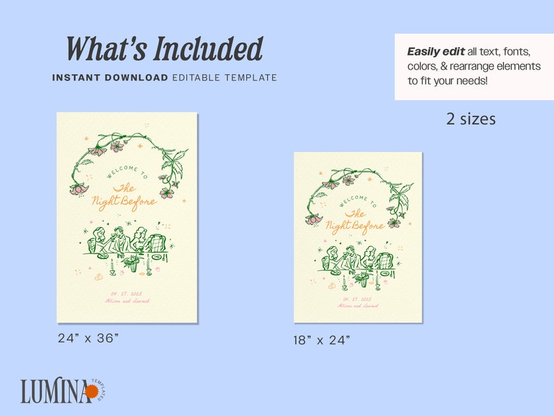 REHEARSAL DINNER SIGN Template French Inspired Wedding Night Before