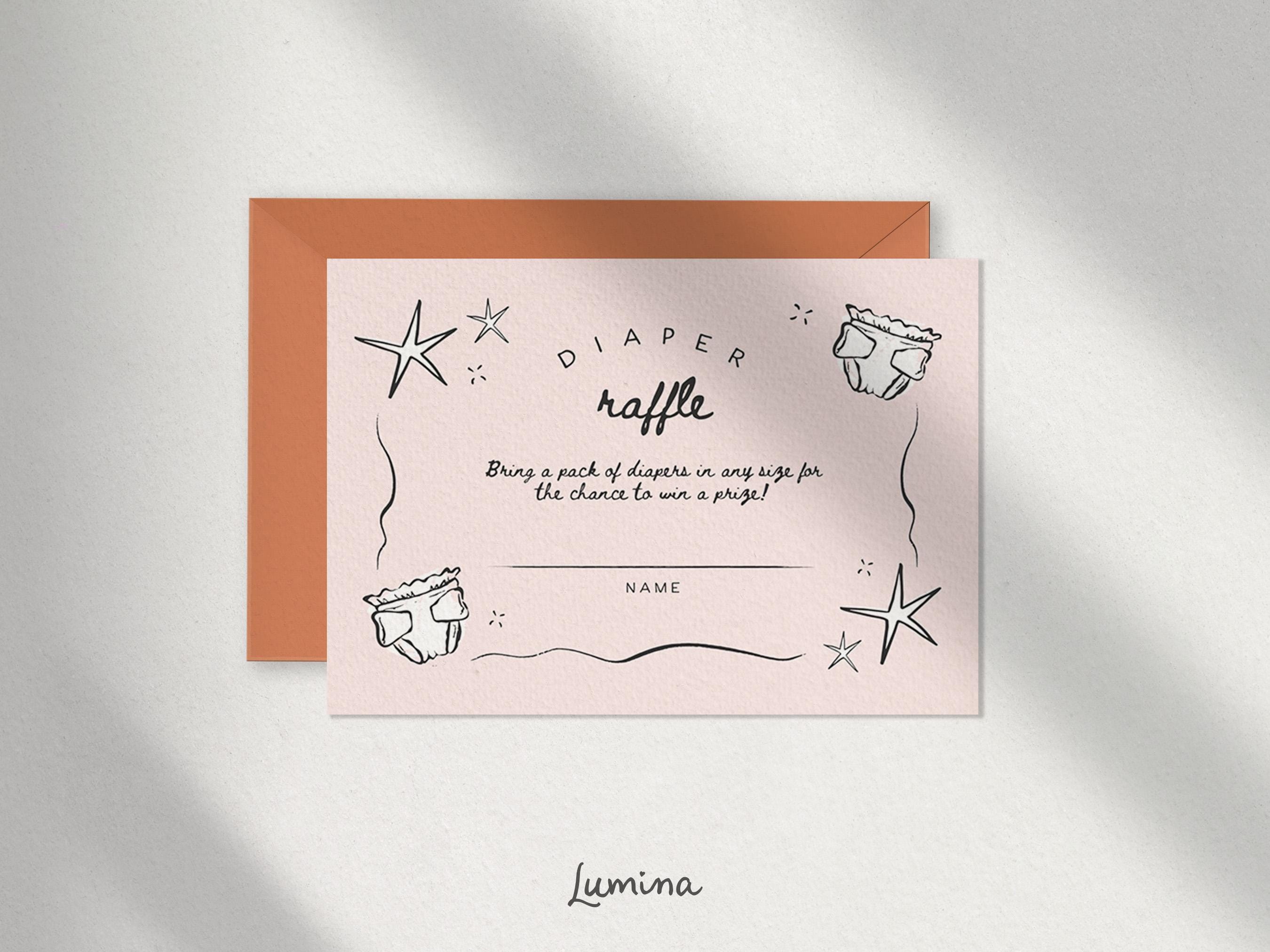 Quirky Raffles DIAPER RAFFLE INSERT Template, Baby Shower Games, Hand Drawn, Whimsical ...