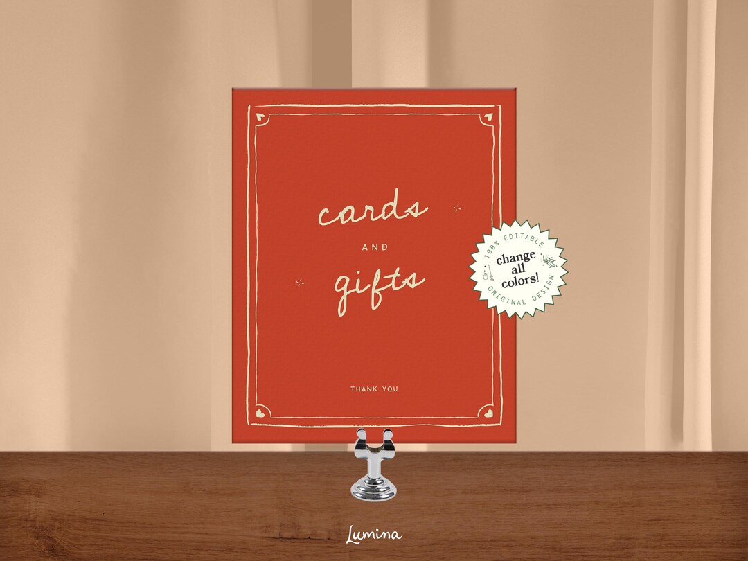 CARDS TABLE SIGN Template, Colorful Handwritten Wedding Gift Table Sign ...