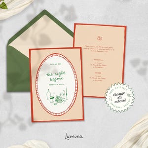 REHEARSAL DINNER INVITE template, hand drawn wedding welcome party invitation, hand drawn charcuterie, italian dinner party, handwritten