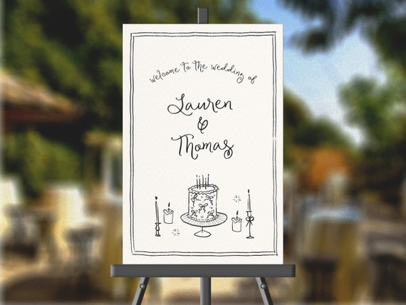 WHIMSICAL WELCOME SIGN Template, Whimsical Handwritten Wedding