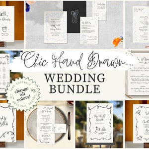 WEDDING TEMPLATES BUNDLE, chic whimsical event, all in one signage, illustrated stationary, day of, handwritten, hand drawn, printable | W3