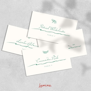 HANDWRITTEN PLACE CARD template, wedding name with meal choice, meal icon drawing, hand drawn, chic table cards food preferences, tented
