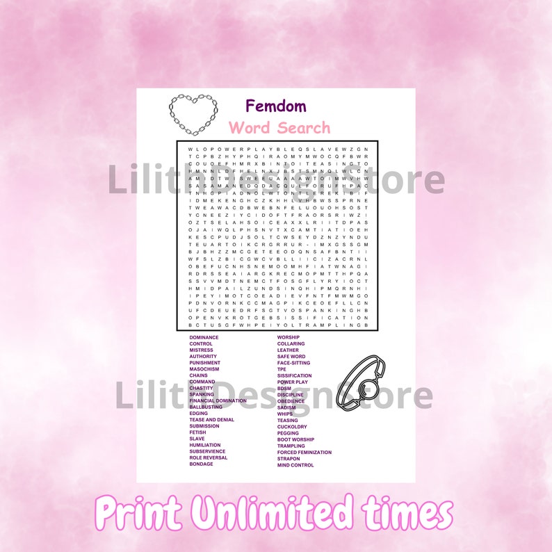 Femdom Word Search Puzzle Nsfw Nasty Adult Puzzles Dirty Word Game