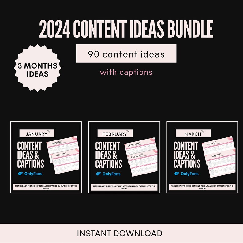 3 Months Content Calendar Ideas Bundle for Onlyfans 2025 Content Ideas