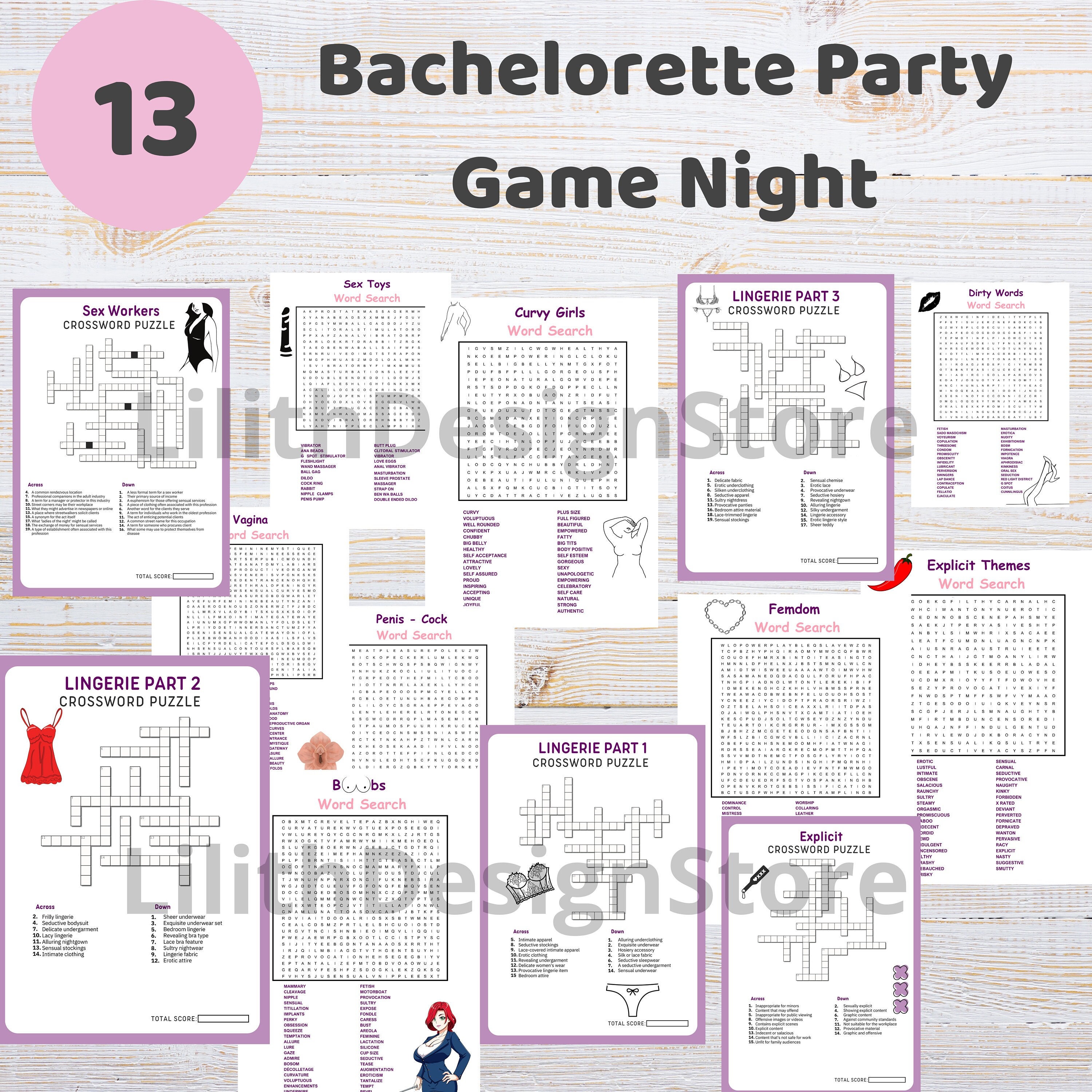 Bachelorette Party Word Search Puzzle Dirty Charades, Bachelorette ...