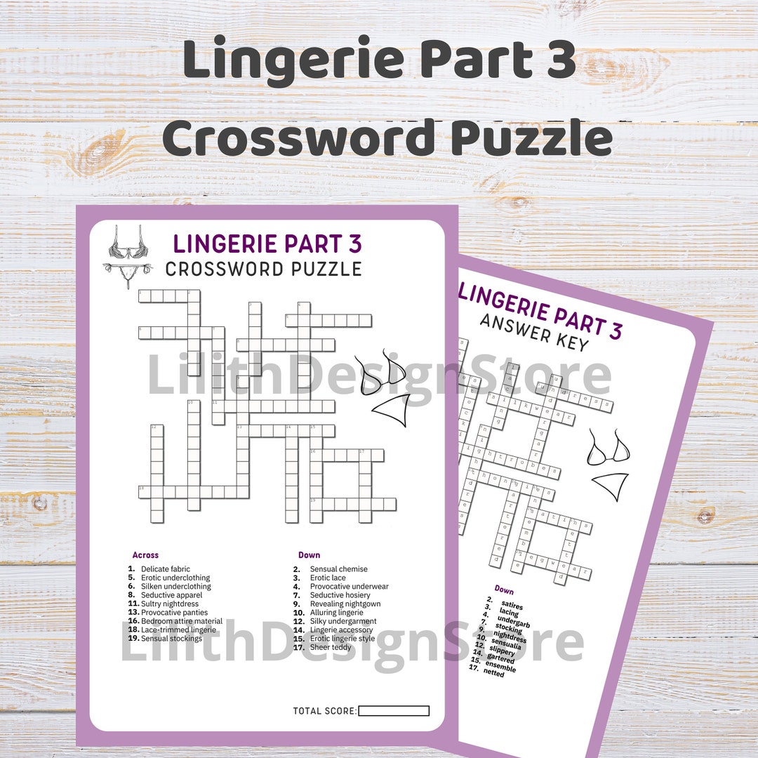 Lingerie Part 3 Crossword Puzzle Nsfw Crossword Bachelorette Party