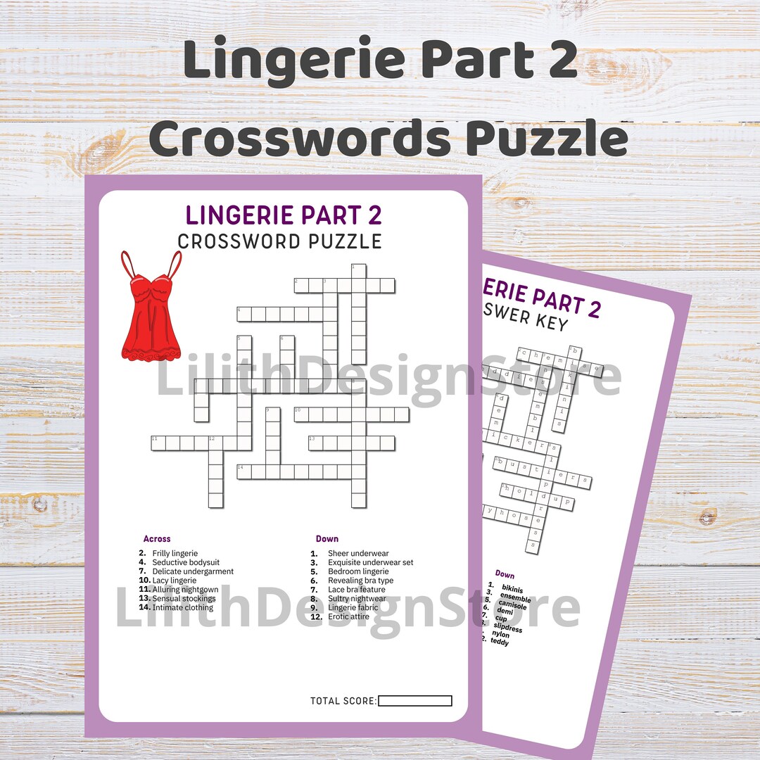 Lingerie Part 2 Crossword Puzzle Nsfw Crossword Bachelorette Party