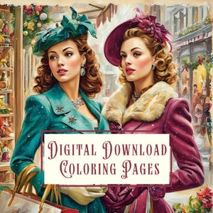 100 Years of Christmas Fashion Coloring Pages | 80 Holiday Outfits from 1900–2000 | A Fashion Journey Vintage-Retro Christmas Coloring Book