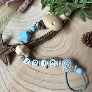Pacifier chain with wooden beads / personalized gift ideal for birth or baptism