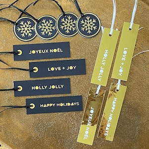 Étiquettes pour cadeaux de Noël modernes, étiquettes pour cadeaux minimalistes Étiquettes pour cadeaux de vacances en feuille d'or