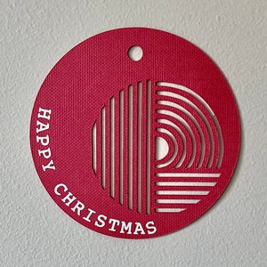 Etiquettes cadeaux géométriques modernes, cartes abstraites, étiquettes cadeaux minimalistes, Noël rose et rouge