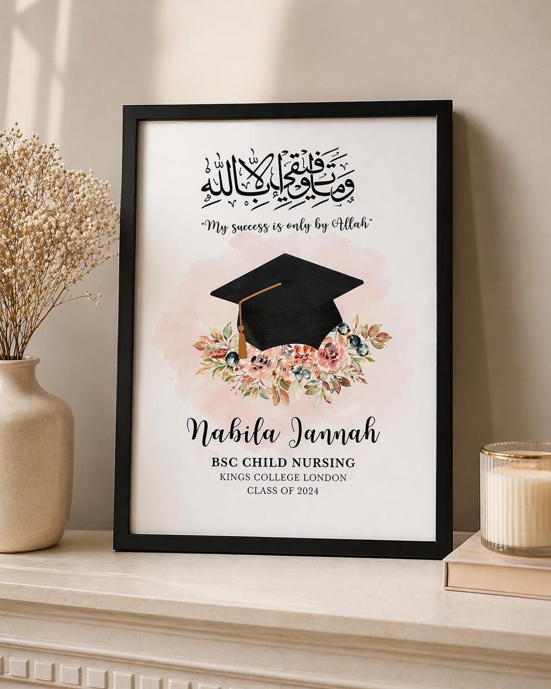 Islamic Graduation Print | Personalised Name, Arabic Calligraphy (A4 ...