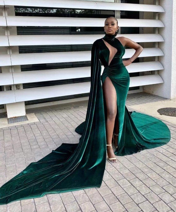 Green Velvet Evening Dress Velvet Prom Dress African Prom - Etsy UK