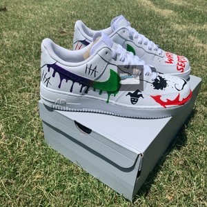 Joker Airforce 1, Custom Airforce 1, Custom shoes, Custom Sneakers, Hand Painted Shoes