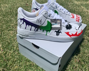Joker Airforce 1, Custom Airforce 1, Custom shoes, Custom Sneakers, Hand Painted Shoes