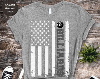 American Flag Billiards T-Shirt: Pool Player Gift