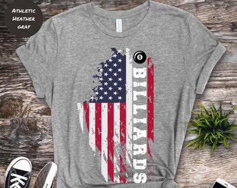 American Flag Billiards T-Shirt: Pool Player Gift