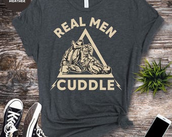 Real Men Cuddle Funny Vintage Vintage shirt for Jiu Jitsu Players