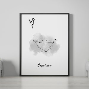 Poster del segno zodiacale Capricorno, Zodiaco, Astrologia, Arte digitale, Stampa digitale, Poster del segno zodiacale, Arte murale digitale, Poster di astrologia, Poster di taro