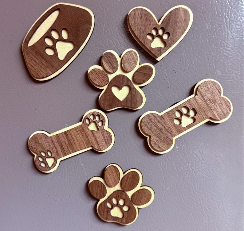Dog lovers wooden magnets Pack of 6, Kitchen magnet, Dog themed gifts, dog lovers gifts, refrigerator magnets, wooden crafted magnets