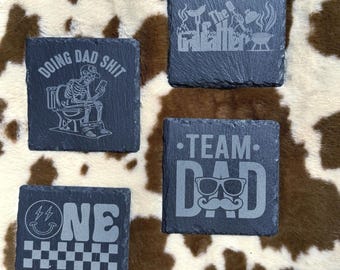 Funny Dad Slate Coasters, Laser Engraved Coasters