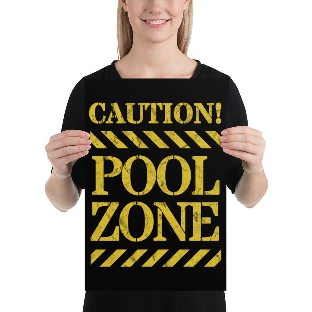 Caution Pool Zone Poster, Billiards Poster, Digital Art, Digital Print