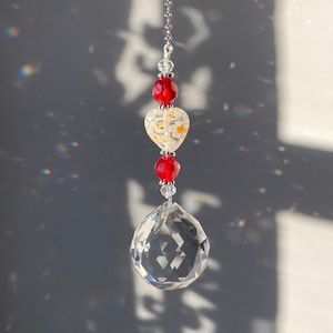 Millefiori Heart Suncatcher, Rainbow Maker, Sun Catcher, Prism for Window, Gift for Mom, 30mm Crystal Prism, Rainbow Prism, Anniversary Gift