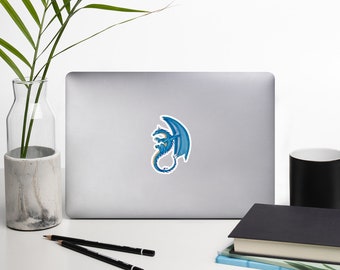 Blå drake-klistermärke, konsttryck, fantasidesign, vattenflaskklistermärke, vinylklistermärke, fantasivarelsekonst, laptopklistermärke, drakekonst