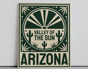 Arizona Art Print | Desert Art Print, Valley of the Sun Art Print, Illustrated Art Print, State 48 Art Print