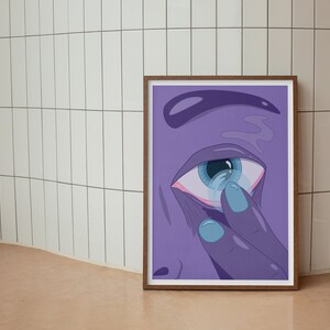 Purple Eye Art Print | Printable Download, Illustrated Portrait Art, Illustrated Eye Print