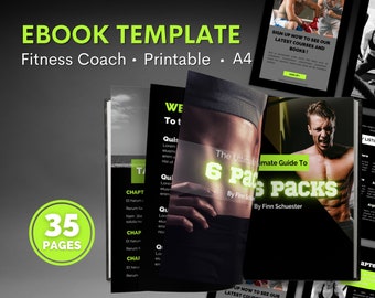 Fitness Ebook Template, Fitness Workbook Template Canva, Personal Trainer Workout Ebook Template, Gym Coach Ebook