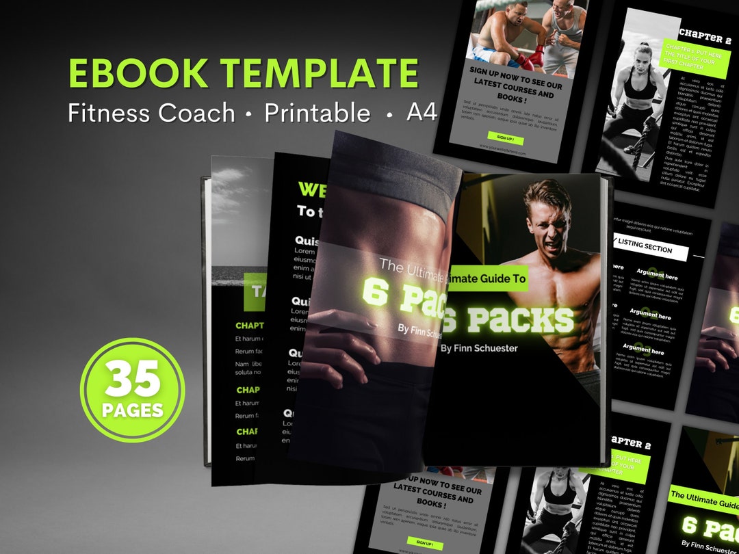 Fitness Ebook Template, Fitness Workbook Template Canva, Personal