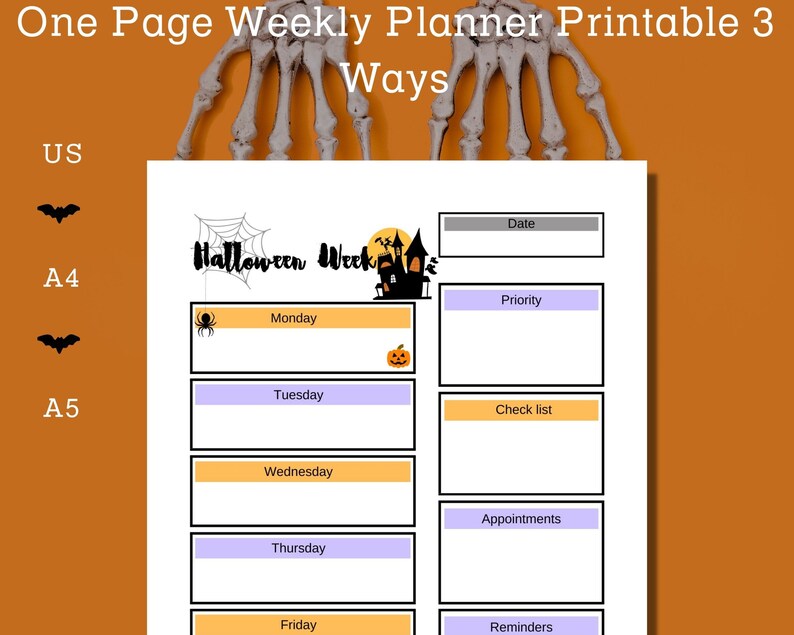 Halloween Week Planner Printable / Weekly Printable / Etsy