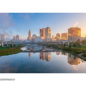 Scioto Sunrise #01. This is a view of Columbus, OH from the Main Street Bridge.