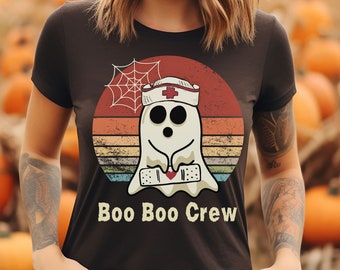 camisa de la tripulación boo boo, camisa de enfermera de Halloween, camisa de enfermera, camisa de Halloween, camisa fantasma de Halloween, camisa divertida de Halloween, camiseta de enfermera divertida
