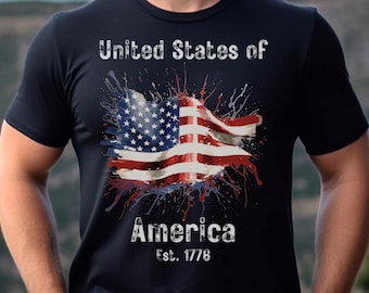 Verenigde Staten Est. 1776 shirt, patriottisch shirt, 4 juli shirt, Memorial Day shirt, Amerikaanse vlag shirt, noodlijdende vlag shirt