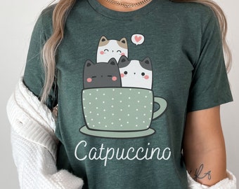 catpuccino shirt, cat coffee shirt, cat lover gift, cat mom gift, coffee and cat shirt, coffee lover shirt, gift for her, coffee shirt