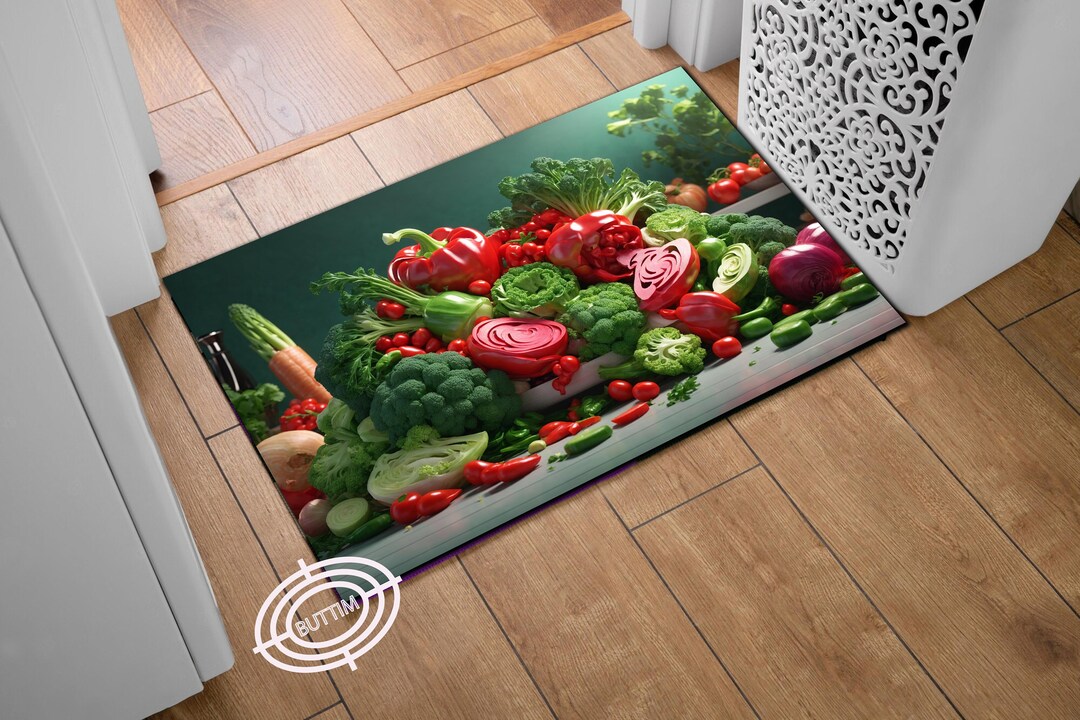 Vivid Color Printed Kitchen Rug Machine Washable Rug Etsy
