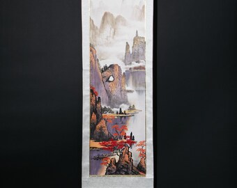 Autumn Cliffs by the Li River Scroll | Chinese Scroll Art | Landscape | Hanging Wall Art | Modern Chinese Art | Traditional Decor