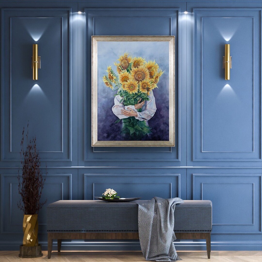 Ukrainian Sunflowers Art Print. Watercolor Ukraine Painting. Sunflowers ...