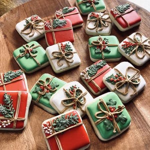 Christmas Cookie Platter  2&quot; mini Wrapped Presents  Edible Christmas Gift