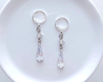 Kpop Idol Inspired Earrings | Romantic Style Teardrop Gem, Stainless Steel