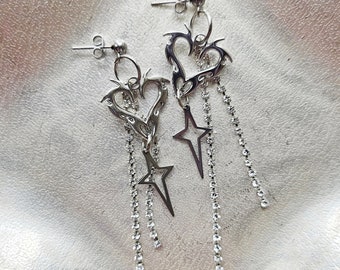 Angel Earrings | Alt Jewelry | Soft Grunge | Y2K Style | Silver Drop Earring | Gift for Girlfriend | 90s Style | Kpop Earrings