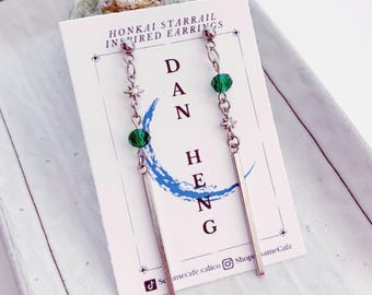 Dan Heng Asymmetrical Beaded Earrings | Honkai Star Rail Earrings | Cosplay Earrings | Handmade Designer Jewelry | Silver Drop Earring