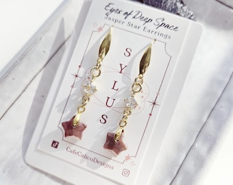 Sylus Earrings | Eyes of Deep Space Earrings | Star Pendant | Rhodonite Stone | Charm Necklace | Gift for Her