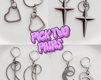 Choose Any 2 Stainless Steel Earrings | Minimalist Earrings | Jewelry Stack | Alt Jewelry  Kpop Style Earrings | Mix & Match Jewelry Set