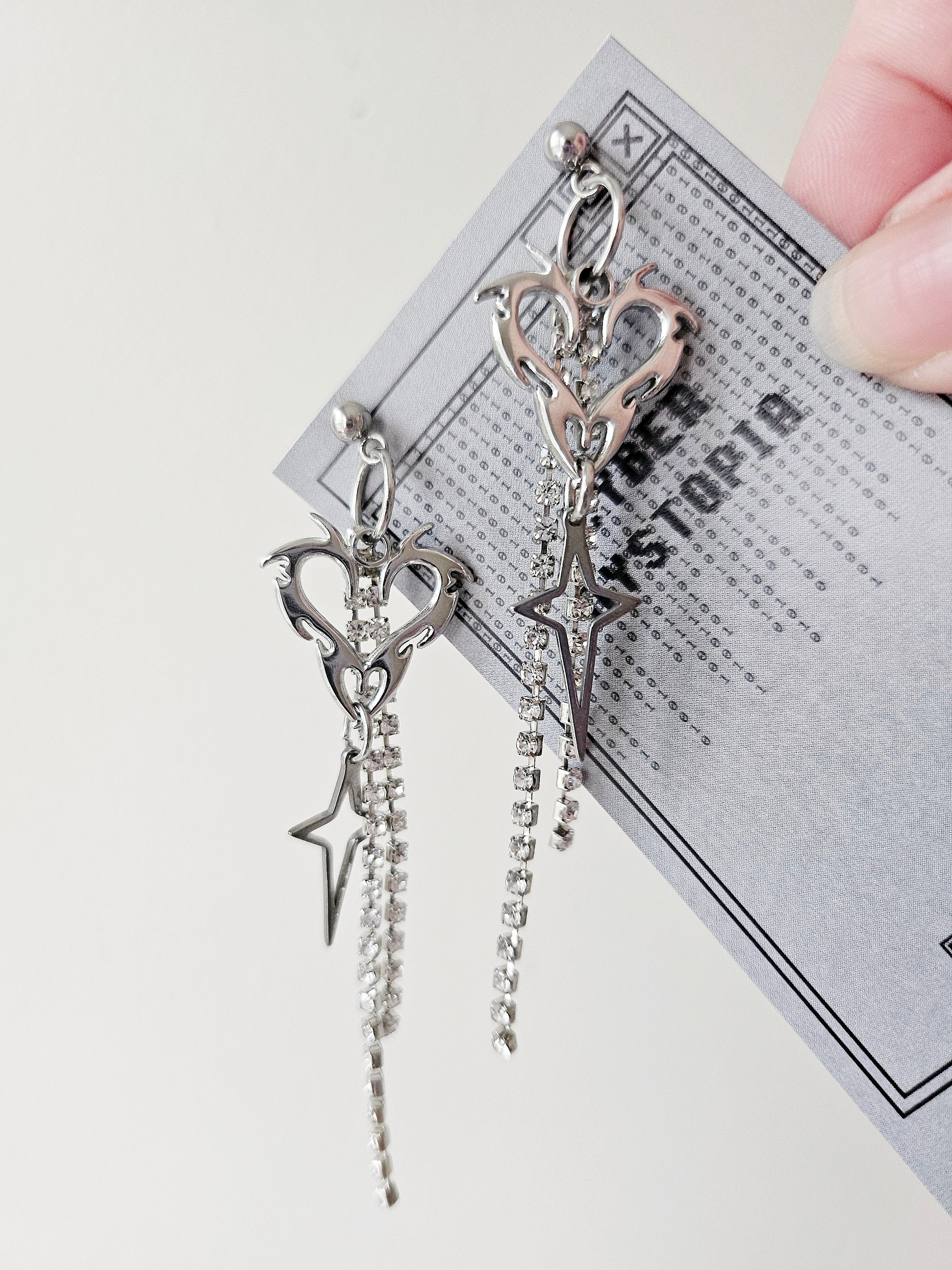 Angel Earrings | Alt Jewelry | Soft Grunge | Y2K Style | Silver Drop Earring | Gift for Girlfriend | 90s Style | Kpop Earrings